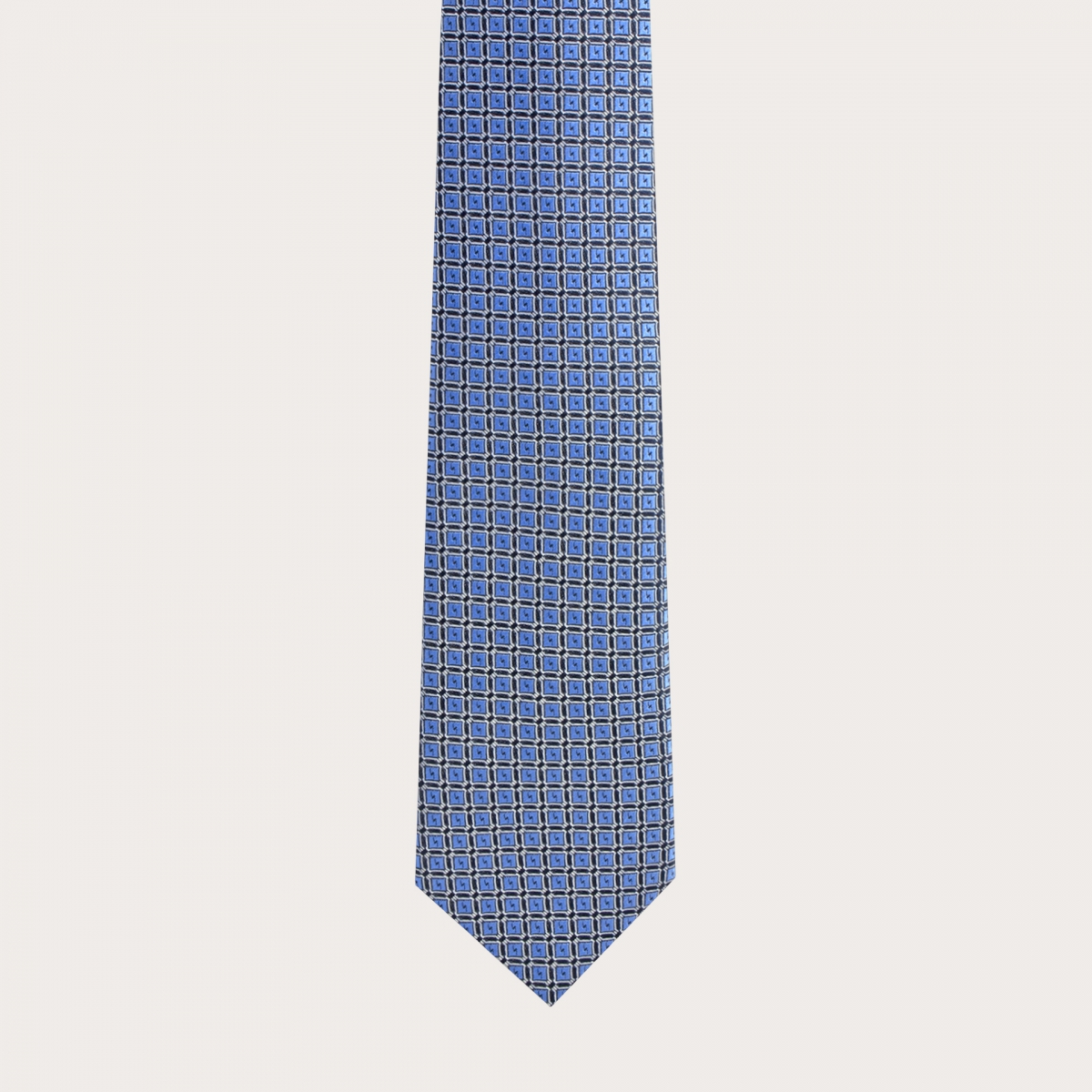 BRUCLE necktie light blue with squares pattern, made in italy