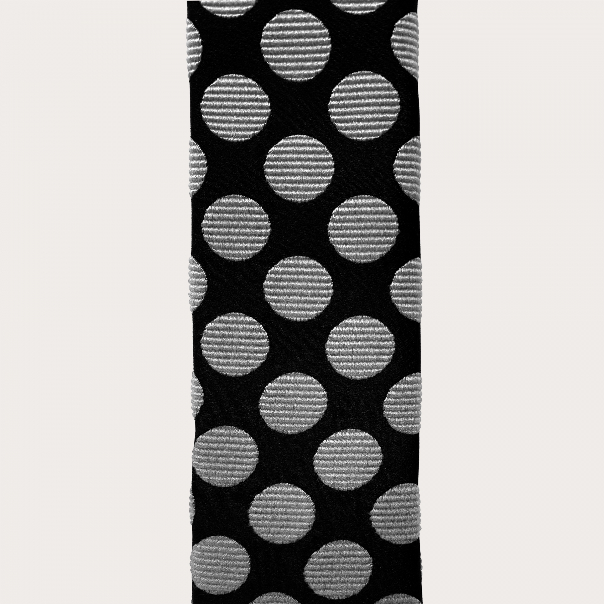 Cravate fine en soie à bout carré, noire à pois blancs