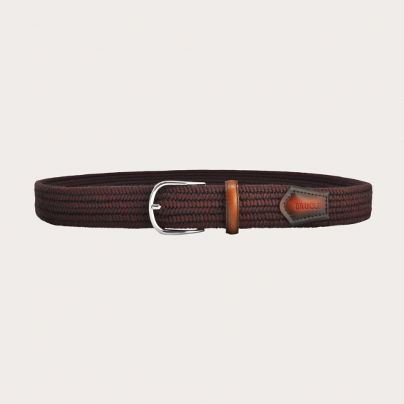 BRUCLE Cinturón trenzado elástico marrón y rojo de lana