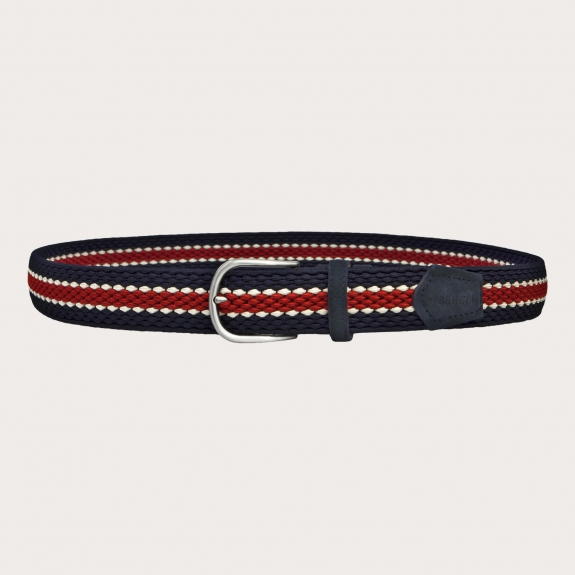 braided elastic belt red blue white