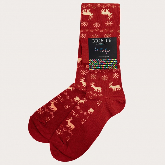 Chaussettes homme rouge noel renne
