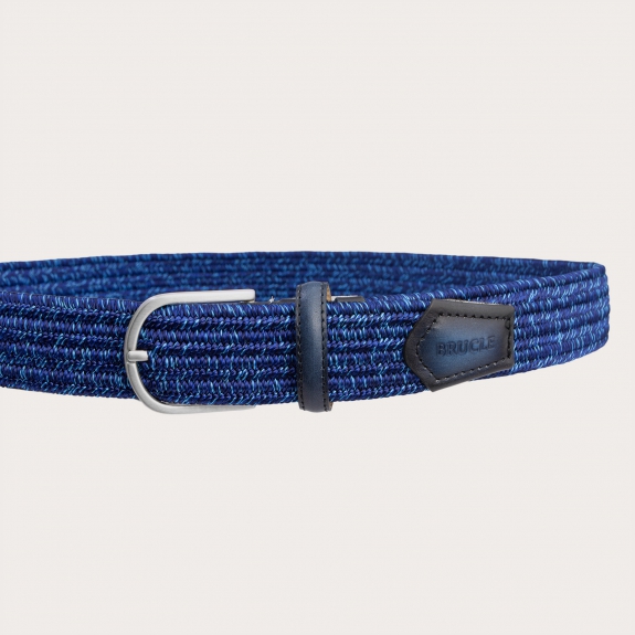 BRUCLE Cinturón trenzado elástico azul melange