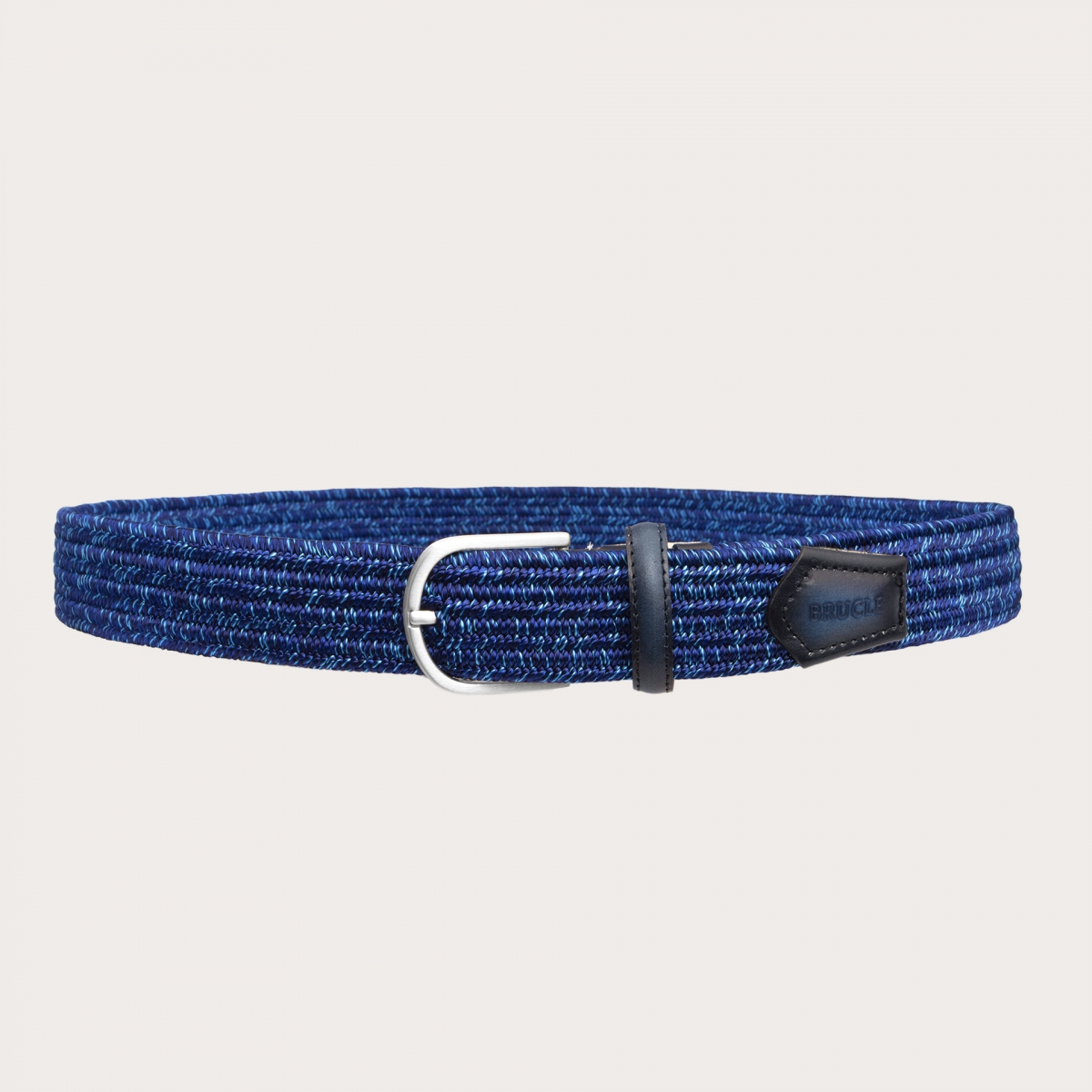 BRUCLE Braided elastic blue melange belt