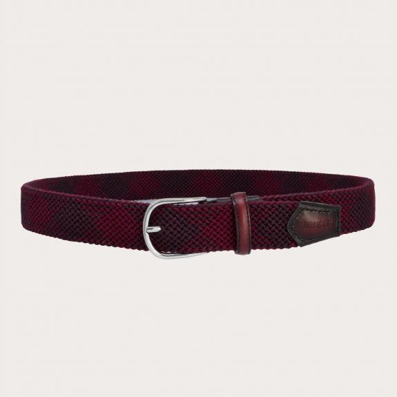 BRUCLE braided elastic belt red bordeaux, wool, made in italy