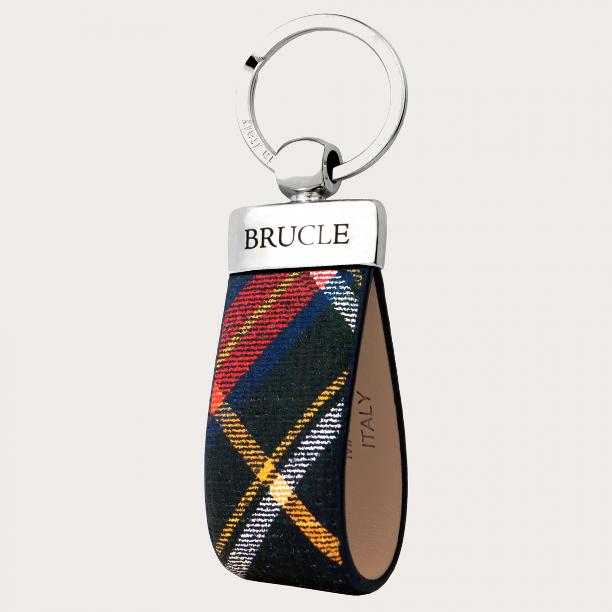 Porte clés rouge et vert cuir imprimée tartans