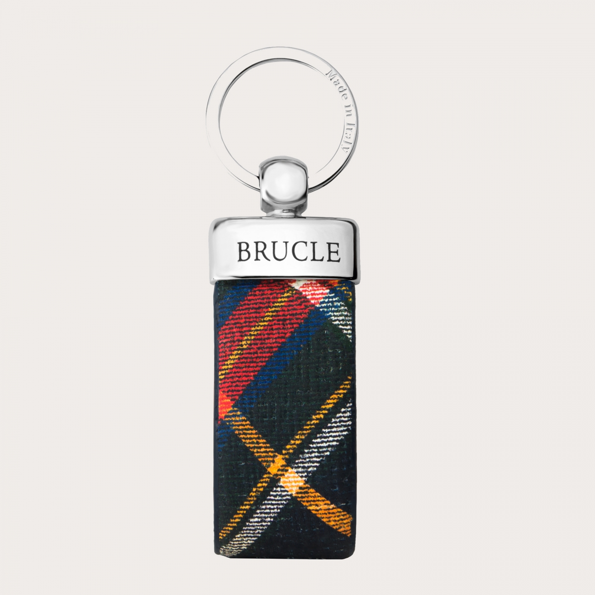 Porte clés rouge et vert cuir imprimée tartans