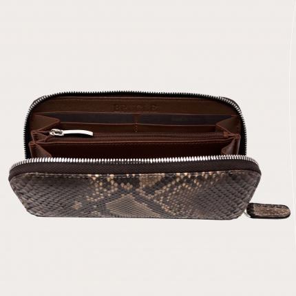 Elegant zip around wallet in python, shaded brown