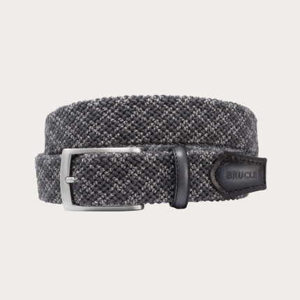 Cintura tubolare elastica in lana, grigia con pelle sfumata