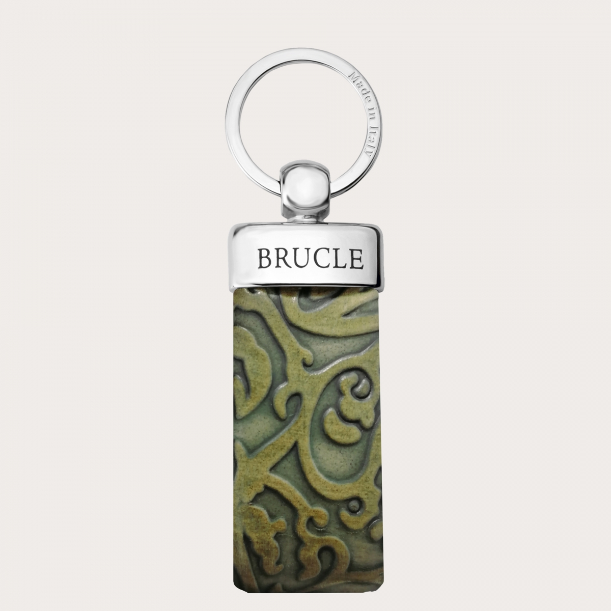 Porte clés vert imprimé motif floral