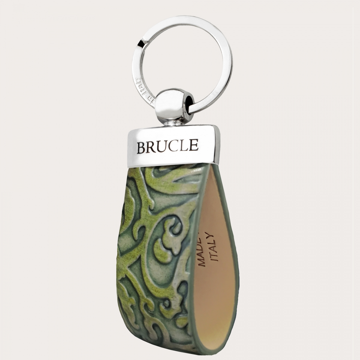 Porte clés vert imprimé motif floral