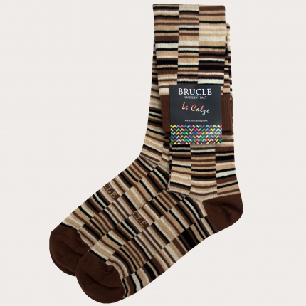 Warm women's socks, striped brown