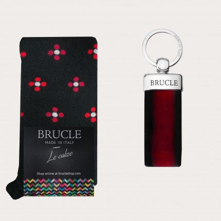 Weihnachtsset für Herren, Socken und rot-schwarzer Schlüsselanhänger