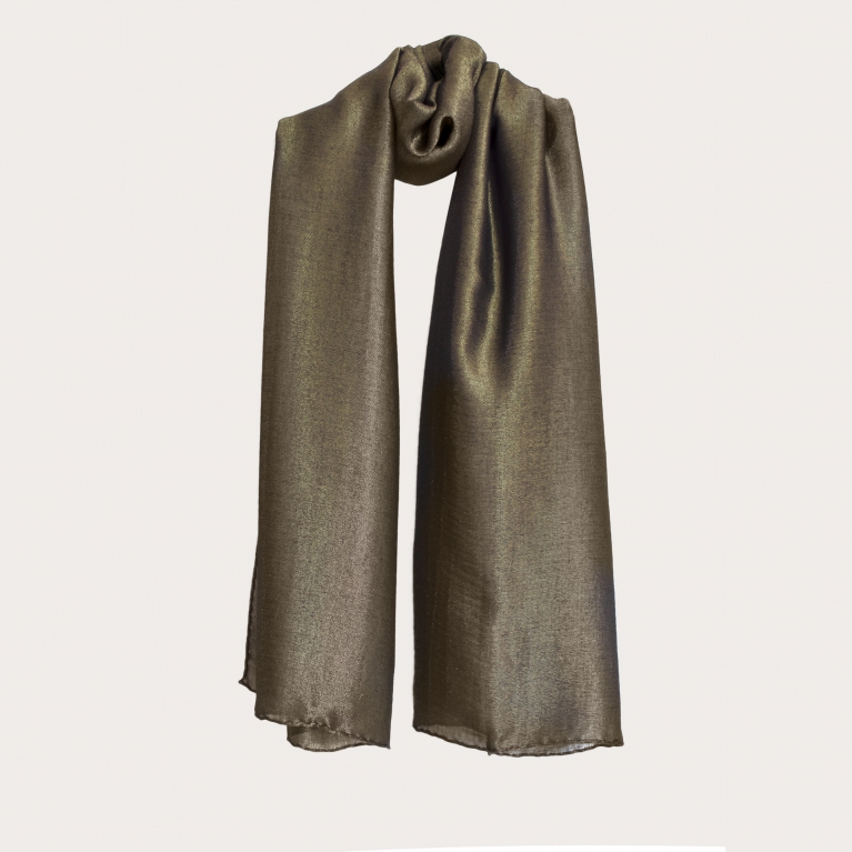 Shiny cashmere scarf, black with gold inserts