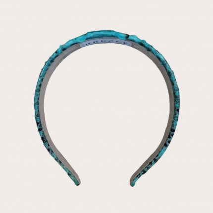 Hand-buffered python headband, white and blue