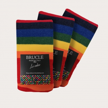 BRUCLE Set de Noël "Rainbow Special", set de trois paires de chaussettes d'hiver à motifs arc-en-ciel