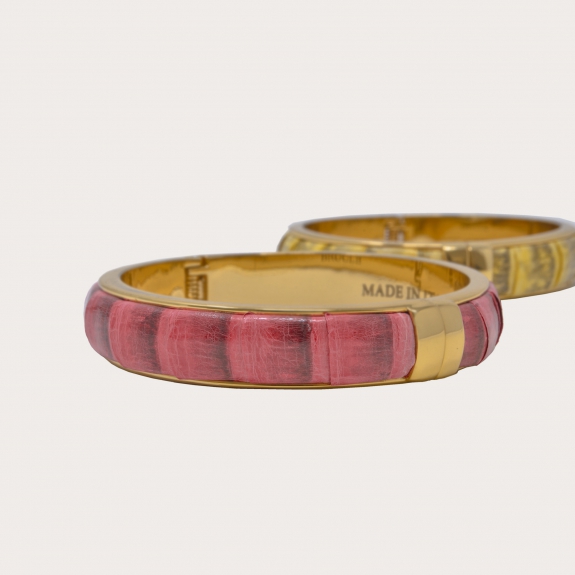 Women's bracelet in python leather, pink