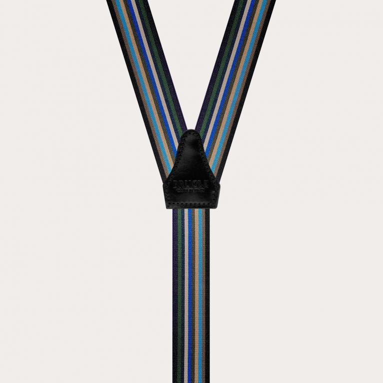 Bretelles fines femme homme rayée multicolores, forme Y