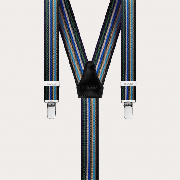 Bretelle strette a Y con righe multicolore