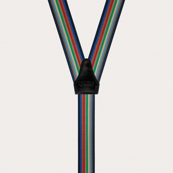 Bretelles fines femme homme rayée multicolores arc-en-ciel, forme Y