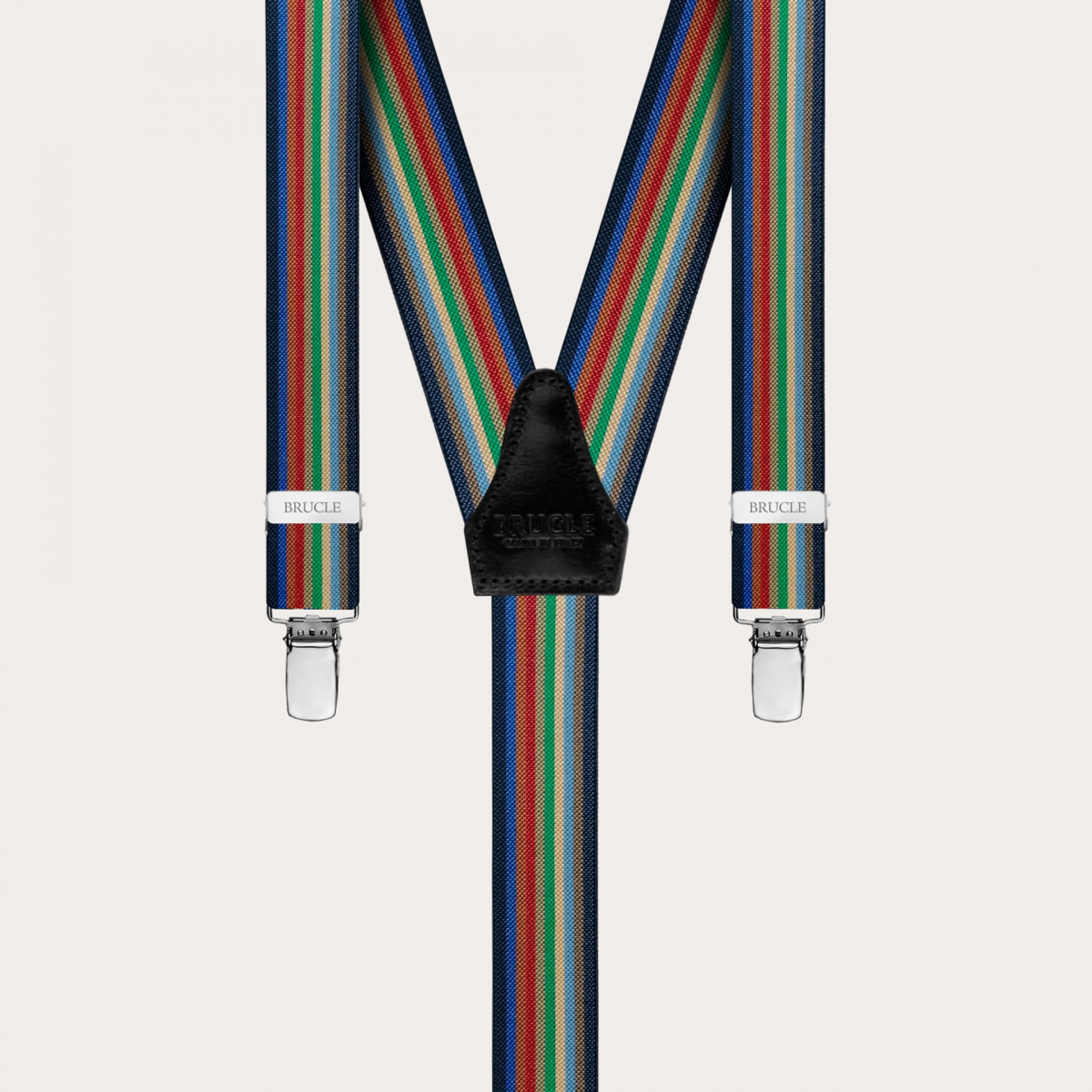 Bretelle strette a Y con righe multicolore arcobaleno