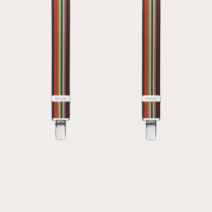 Bretelles fines femme homme bordeaux multicolores, forme Y