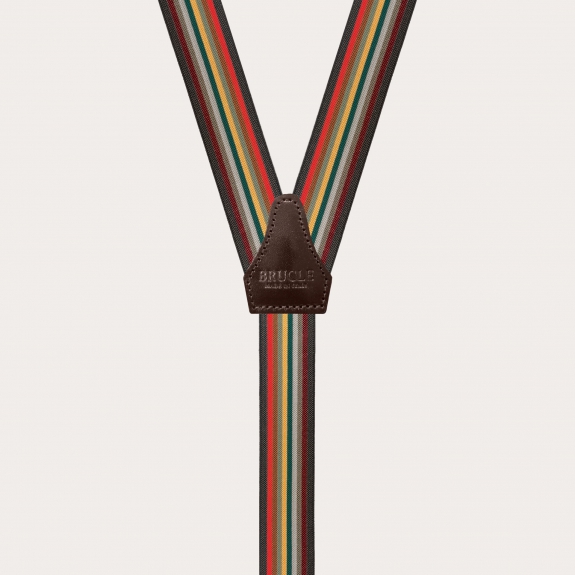 Bretelles fines femme homme rayée multicolores, forme Y