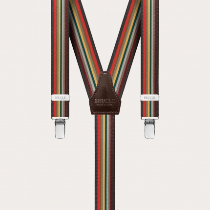 Bretelles fines femme homme bordeaux multicolores, forme Y