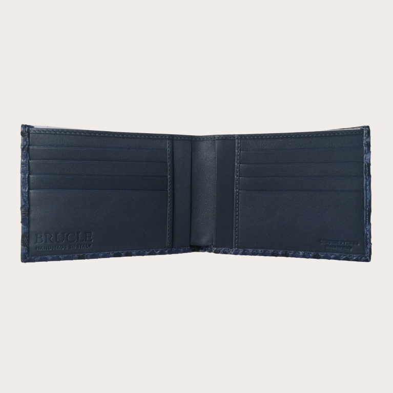 Genuine python bifold wallet, blue