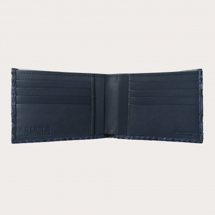 Genuine python bifold wallet, blue