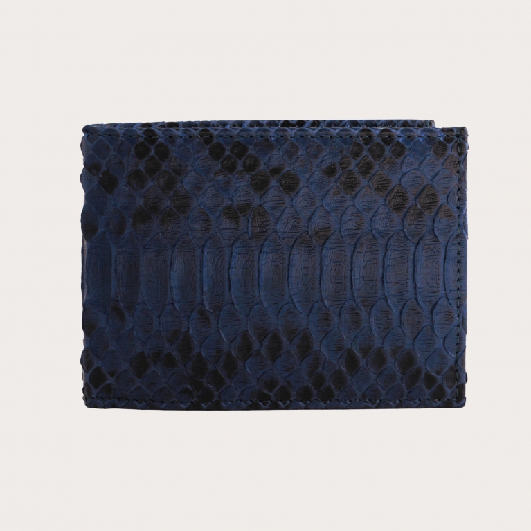 Portefeuille homme en cuir de python, couleur bleue