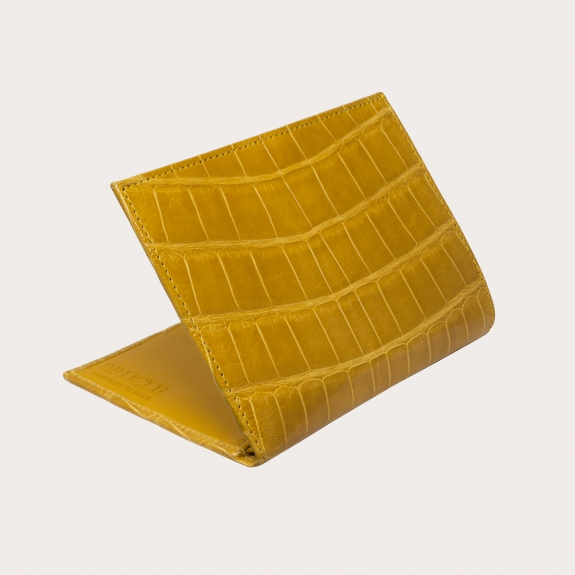 Gelb krokodilleder brieftasche, senkrecht