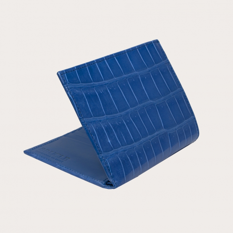 Genuine crocodile leather blue royal vertical wallet