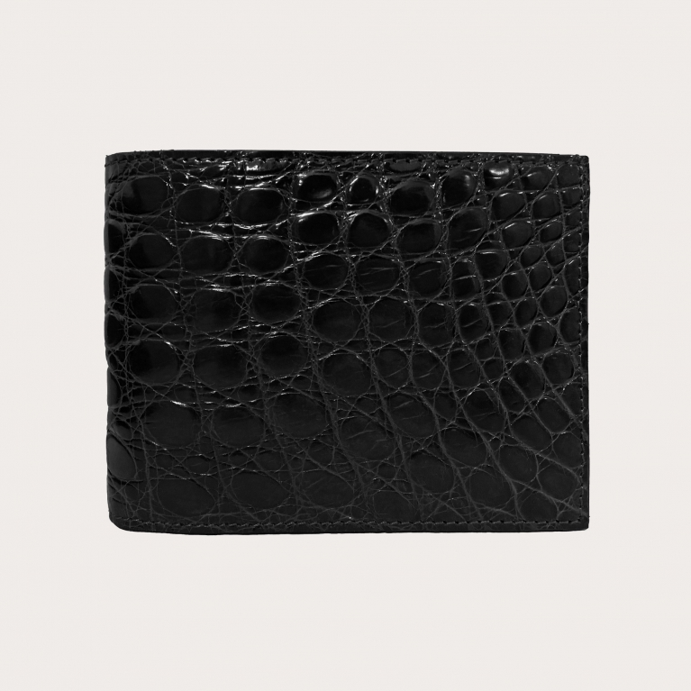 Genuine crocodile bifold wallet, black