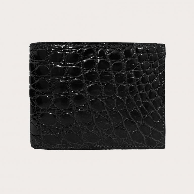 Genuine crocodile bifold wallet, black