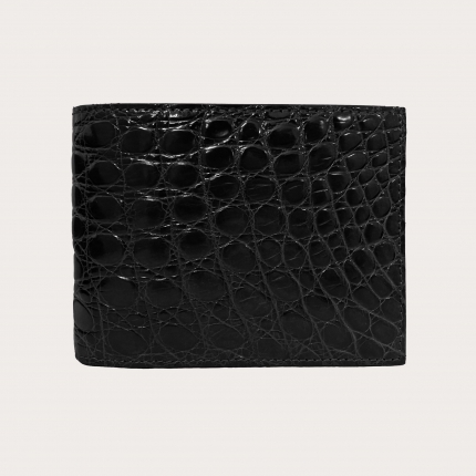 Genuine crocodile bifold wallet, black