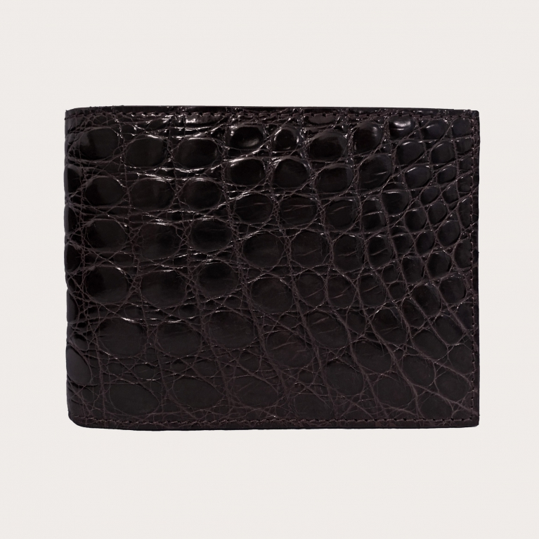 Genuine crocodile bifold wallet, dark brown