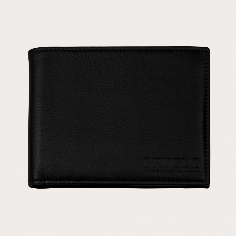 Genuine leather bifold wallet, black