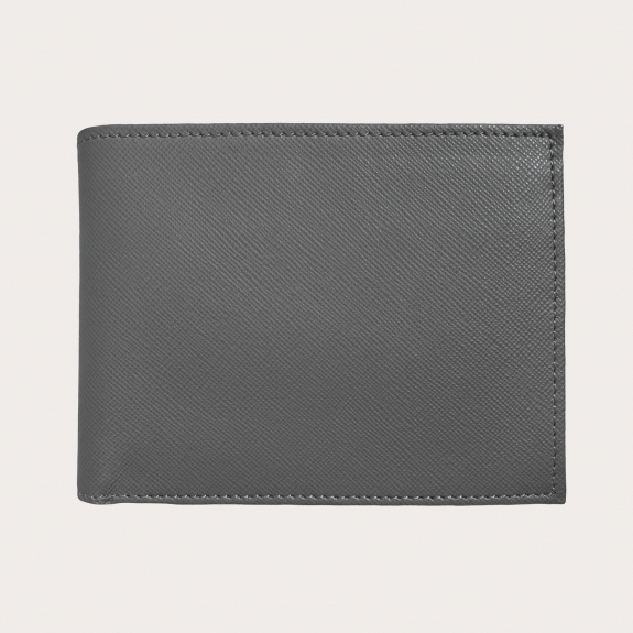 Portefeuille à rabat en cuir avec portemonnaie, saffiano noir