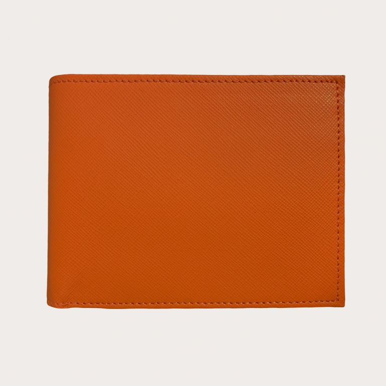 Leder brieftasche mit Münzfach, orange saffiano
