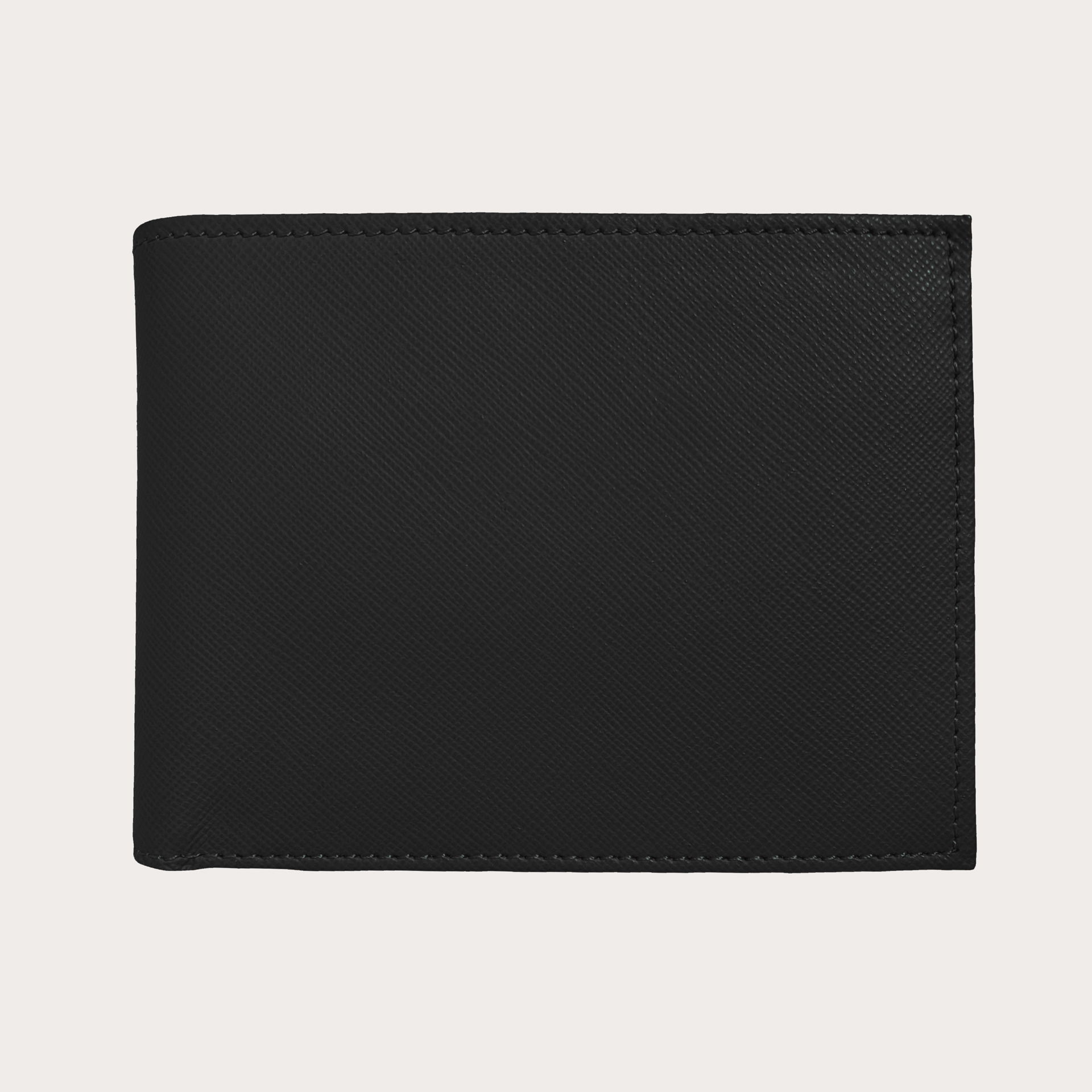 Brucle Men's bifold leather wallet with coin purse, saffiano black