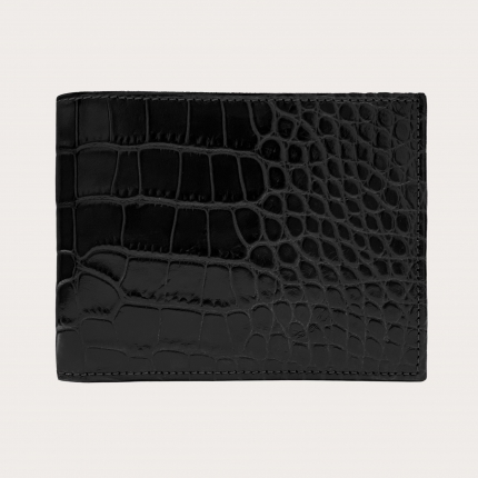 Leder brieftasche mit Münzfach, schwarz Krokodildruck
