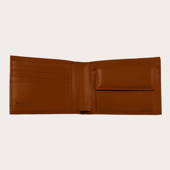 Portefeuille en cuir avec portemonnaie, brun