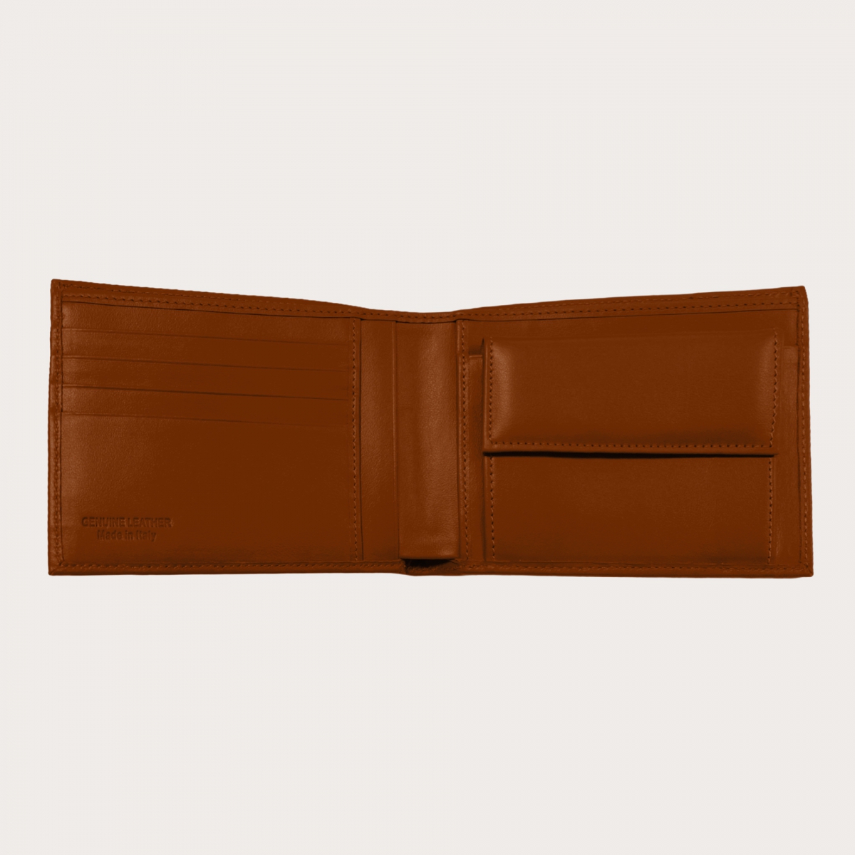Portefeuille en cuir avec portemonnaie, brun