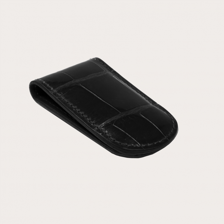 Fermasoldi magnetico di coccodrillo, nero lucido
