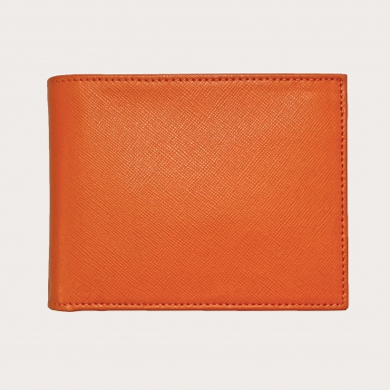 Klassische Herrenbrieftasche, orange saffiano