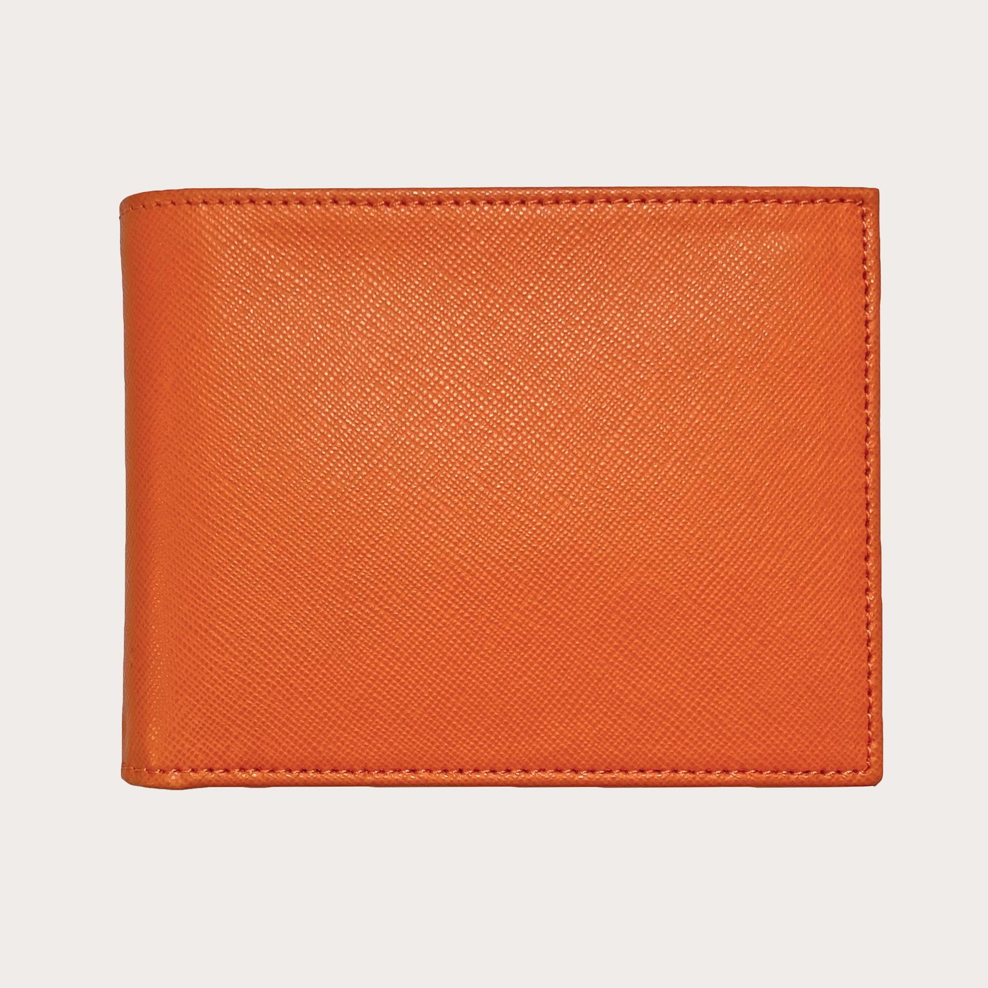 BRUCLE Men's bifold leather wallet with flap, saffiano orange