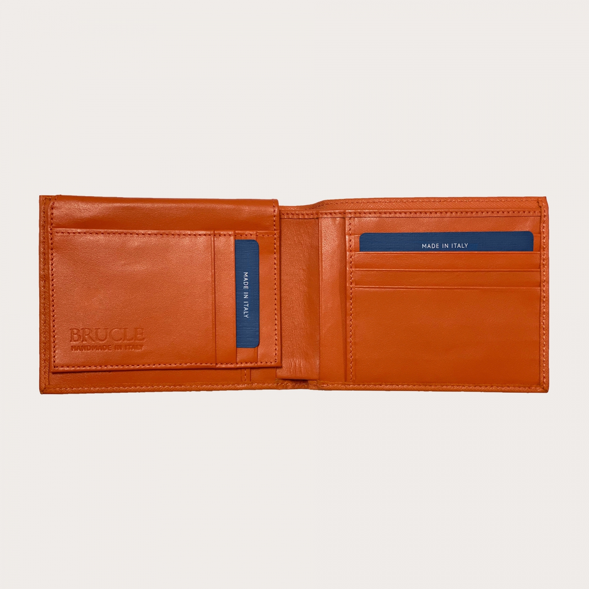 BRUCLE Portefeuille homme classique, saffiano orange
