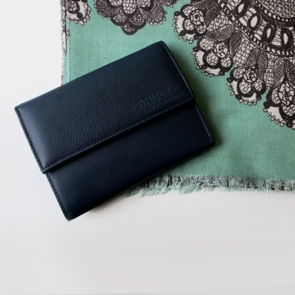 Genuine leather Wallet blue