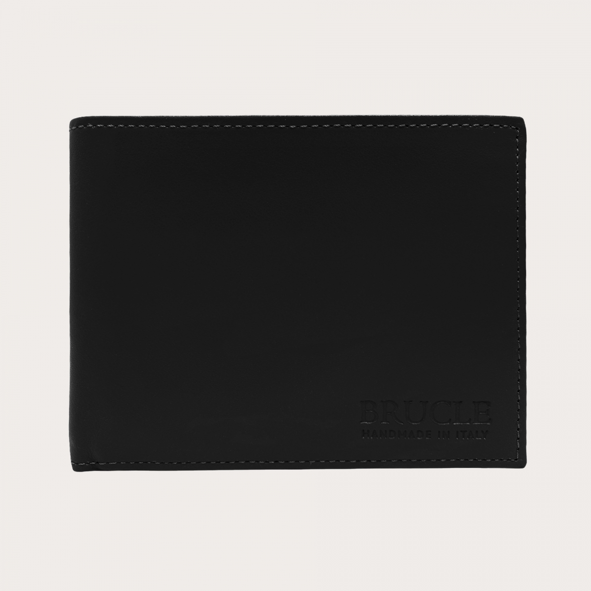 Brucle Men's bifold leather wallet with flap, black