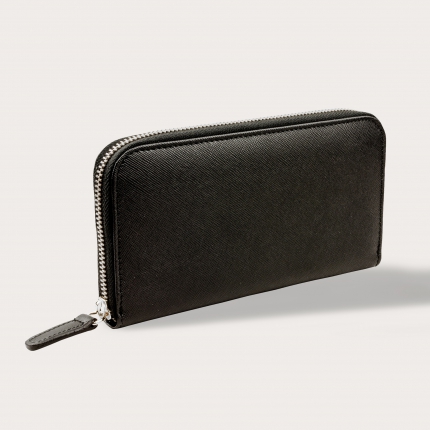 Business wallet in saffiano print leather, classic black
